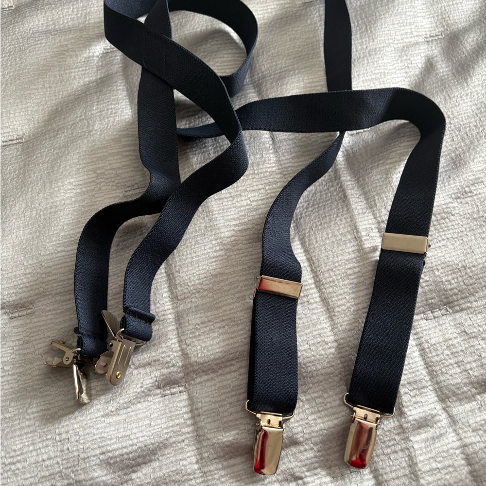 Black Suspenders with Silver Clips